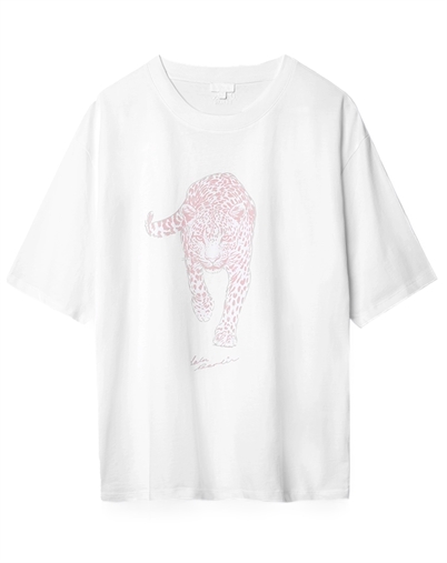 Lala Berlin - Tegan T-Shirt - White Rose Leopard